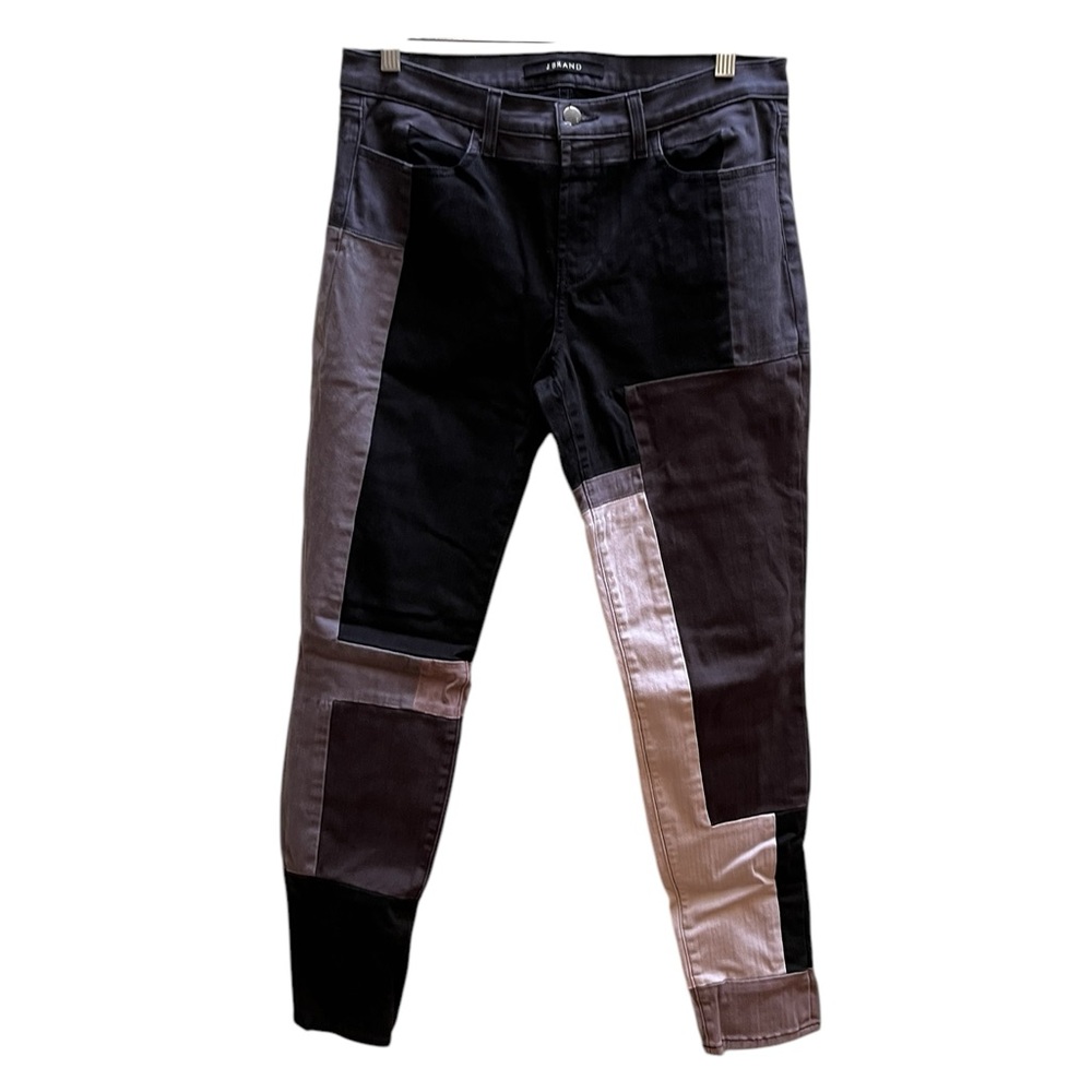J Brand Patchwork Straight Leg Jeans in Black, Brown, Gray
